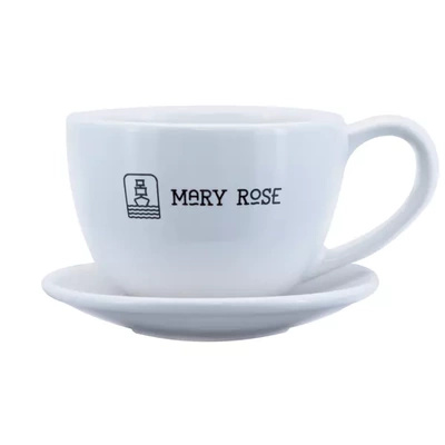 Theekop met Mary Rose logo (wit) 200ml