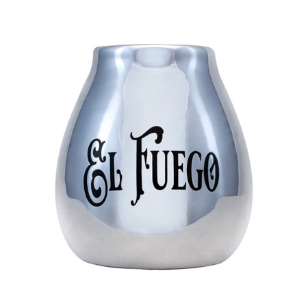 Keramische kalebas met El Fuego logo (zilver) 350ml