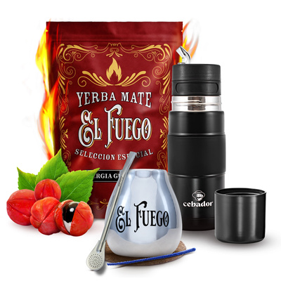 Yerba Mate Set El Fuego Energia 500g 0,5kg Yerbomos + Kalebas + Bombilla