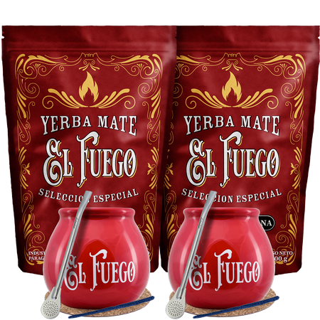 Yerba Mate El Fuego ingesteld op twee Bombilla POWER