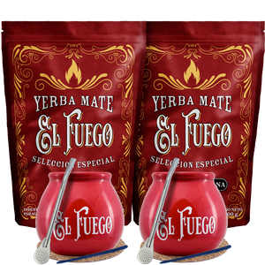 Yerba Mate El Fuego ingesteld op twee Bombilla POWER