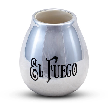 Keramische kalebas met El Fuego logo (zilver) 350ml