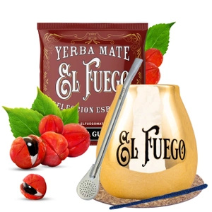 Yerba mate set El Fuego keramische kalebas bombilla