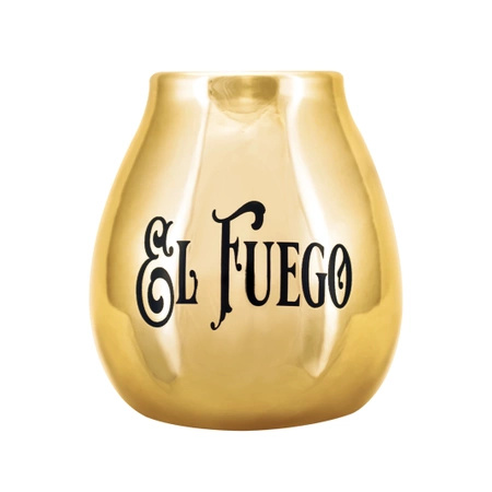 Keramische kalebas met El Fuego logo (goud) 350ml