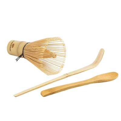Bamboe matcha thee accessoire set: chasen garde + chashaku schep + lepel
