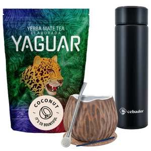 Yerba Mate Yaguar Kokosnoot 500g kalebas thermos set