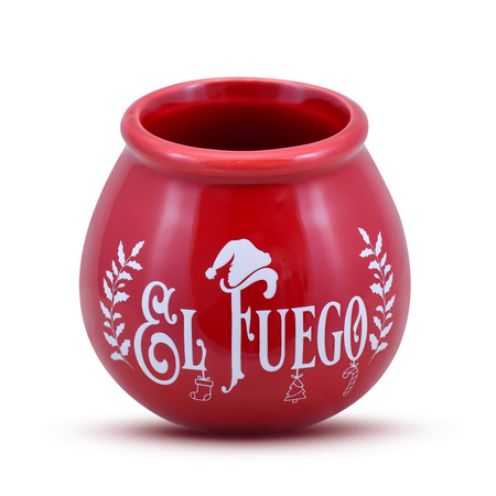 Keramische kalebas met El Fuego logo - Christmas Edition (rood) 300 ml