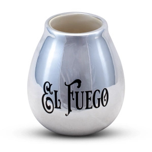 Keramische kalebas met El Fuego logo (zilver) 350ml