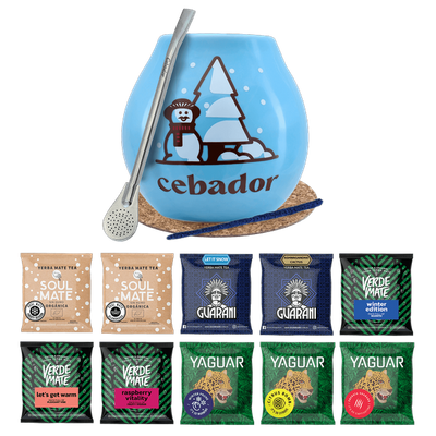 Yerba mate geschenkset 10x50g Kalebas + Bombilla