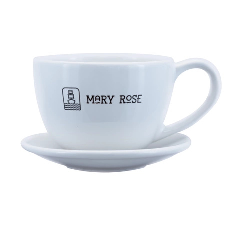 Theekop met Mary Rose logo (wit) 200ml