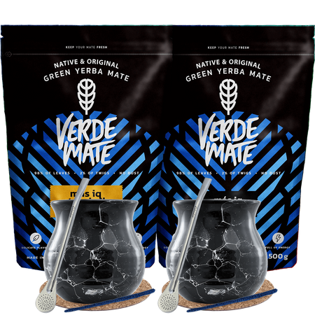 Yerba Mate Mas IQ set voor twee Bombilla 2x500