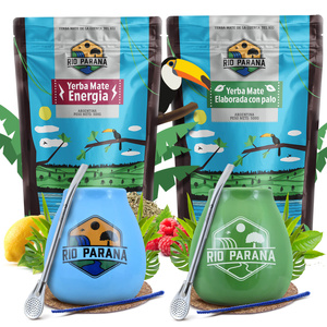 Yerba Mate Rio Parana Set VOOR TWEE Kalebas Bombilla 1000g