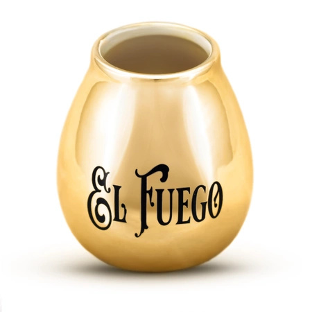 Keramische kalebas met El Fuego logo (goud) 350ml