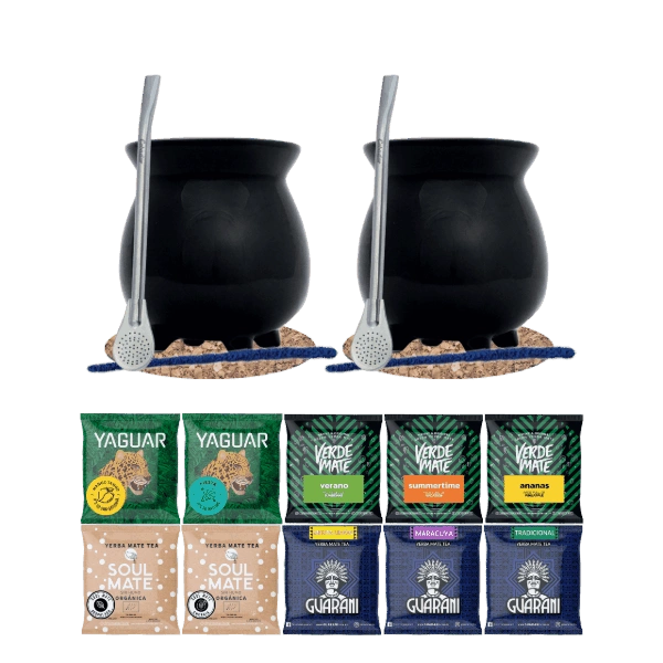 Yerba Mate Set 10x50g 2x Kalebas + 2x Bombilla