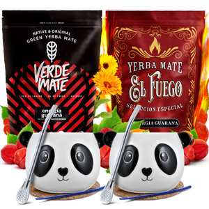 Yerba Mate Set VOOR TWEE Kalebas Bombilla 1000g