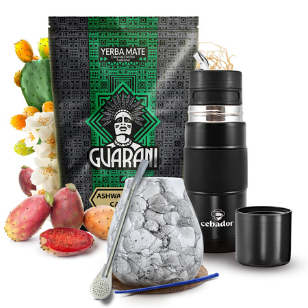 Yerba Mate Set Guarani Ashwagandha 500g 0,5kg Yerbomos + Kalebas + Bombilla