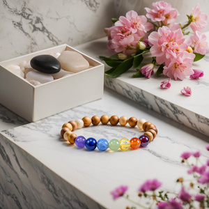 Armband "Zeven Chakra's" – stenen en kadam