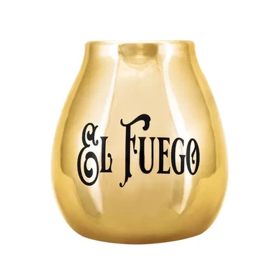 Keramische kalebas met El Fuego logo (goud) 350ml