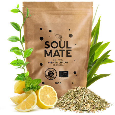 Yerba Mate Set Soul Mate Organica Menta Limon 500g 0,5kg Kalebas + Bombilla