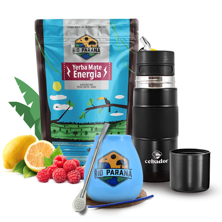 Yerba Mate Set Rio Parana Energia 500g 0,5kg Yerbomos + Kalebas + Bombilla