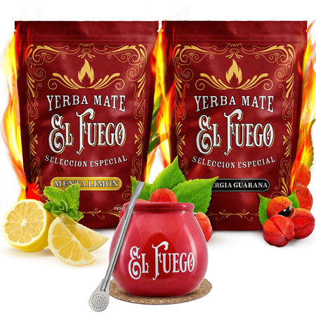 Yerba mate set El Fuego ceramic calabash bombilla