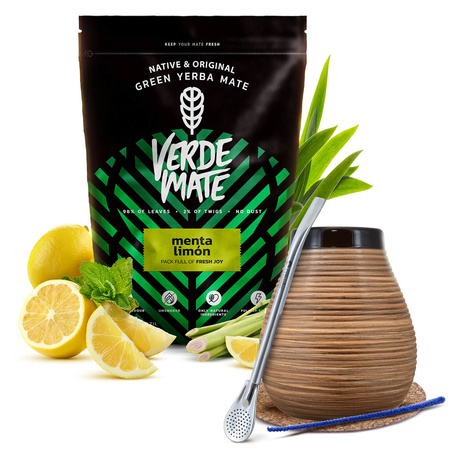 Yerba Mate Verde Mate Green Menta Limon Startersset 500g